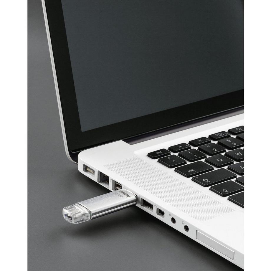hama  C-Laeta - USB-Speicherstick, USB-C USB 3.1/USB 3.0, 128GB, 40 MB/s, Silber 