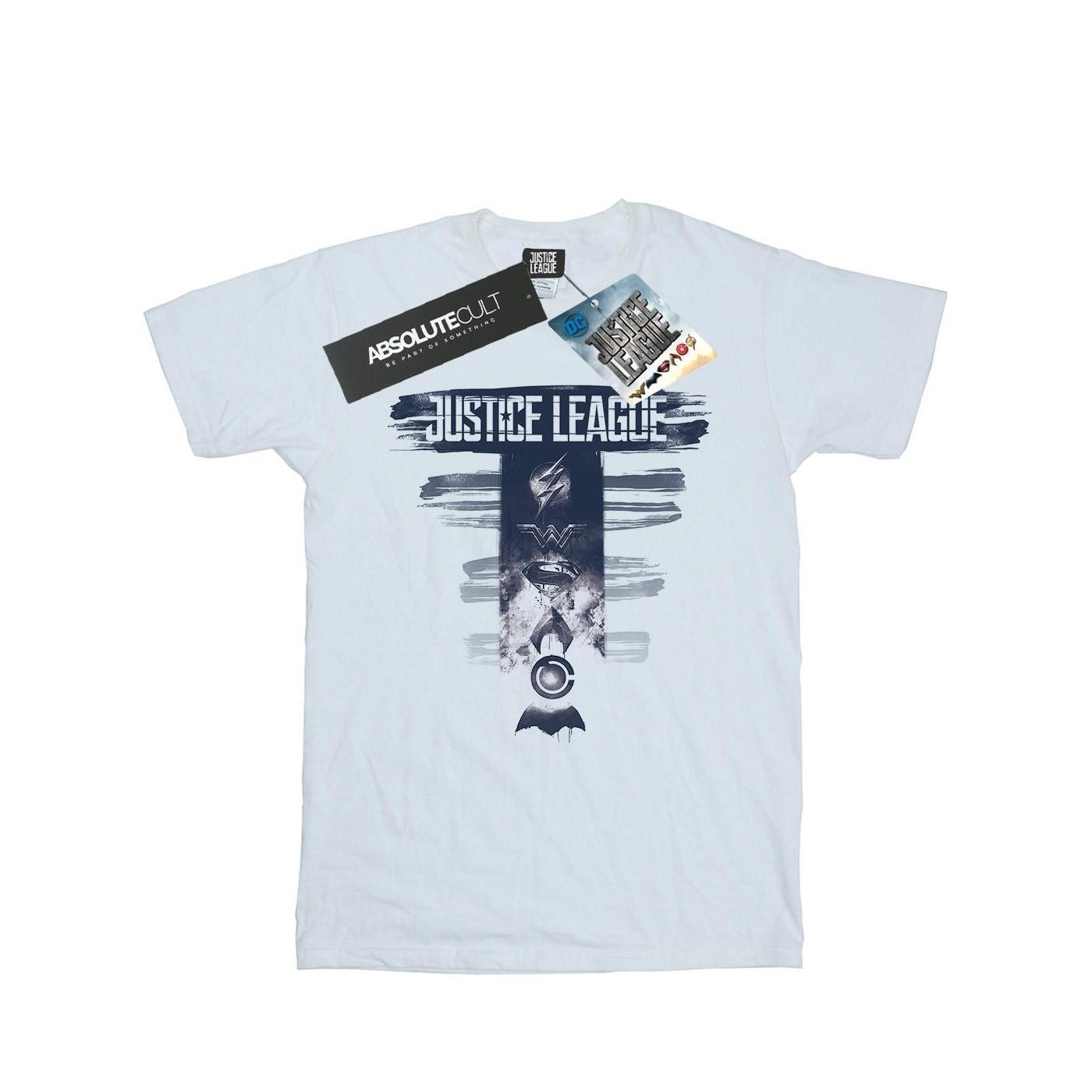 Image of Justice League Movie Logo Badges Tshirt Damen Weiss XL