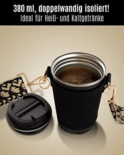 Only-bags.store  Cupholder Set - Becherhalter und Thermobecher zum Umhängen - Getränkehalter aus Neopren mit 