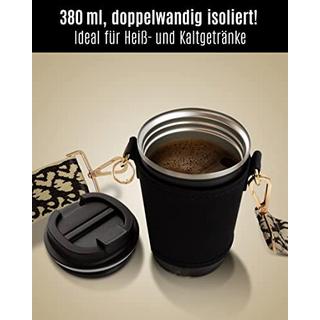 Only-bags.store  Cupholder Set - Becherhalter und Thermobecher zum Umhängen - Getränkehalter aus Neopren mit 