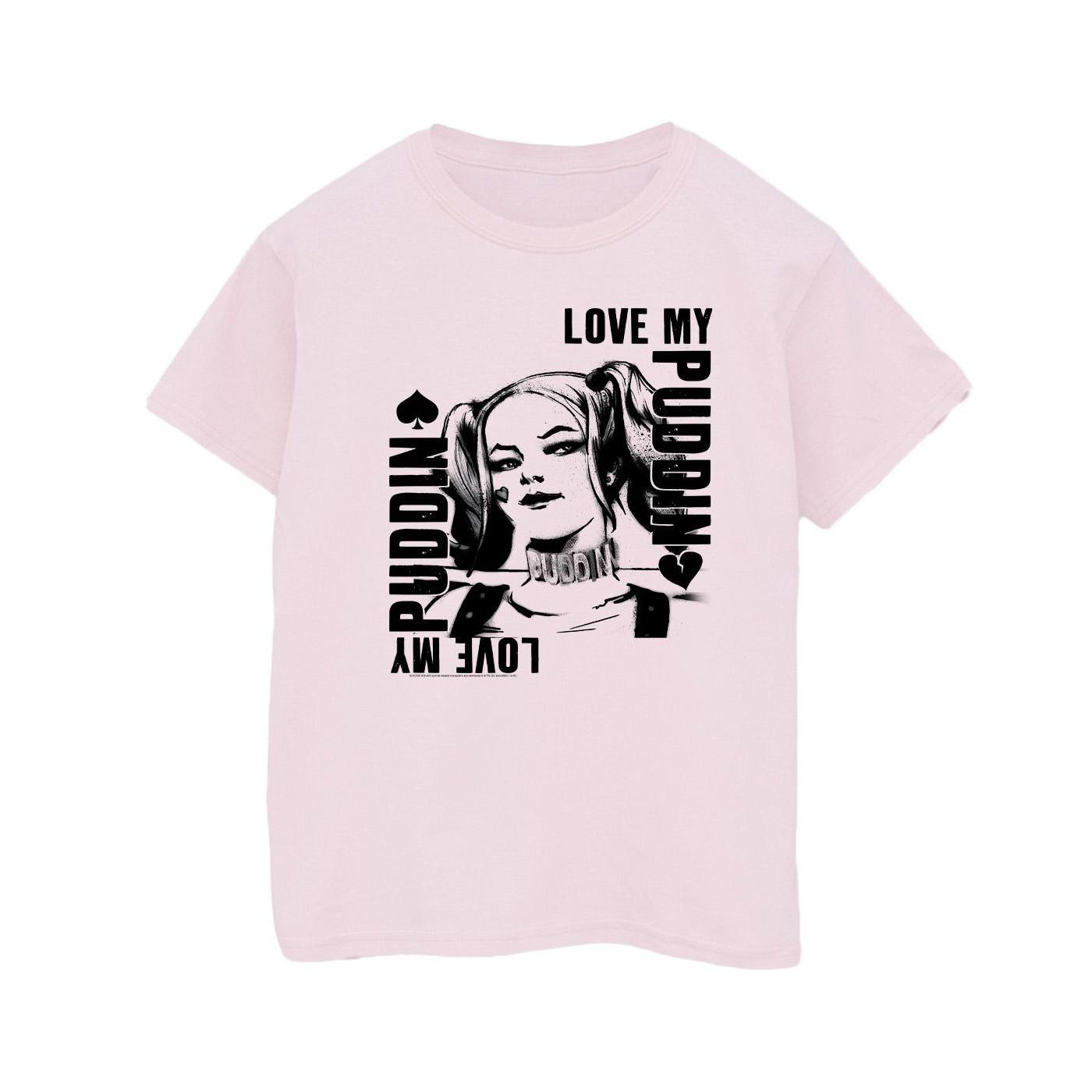 Image of Suicide Squad Harley Love Puddin Tshirt Damen Pink XL