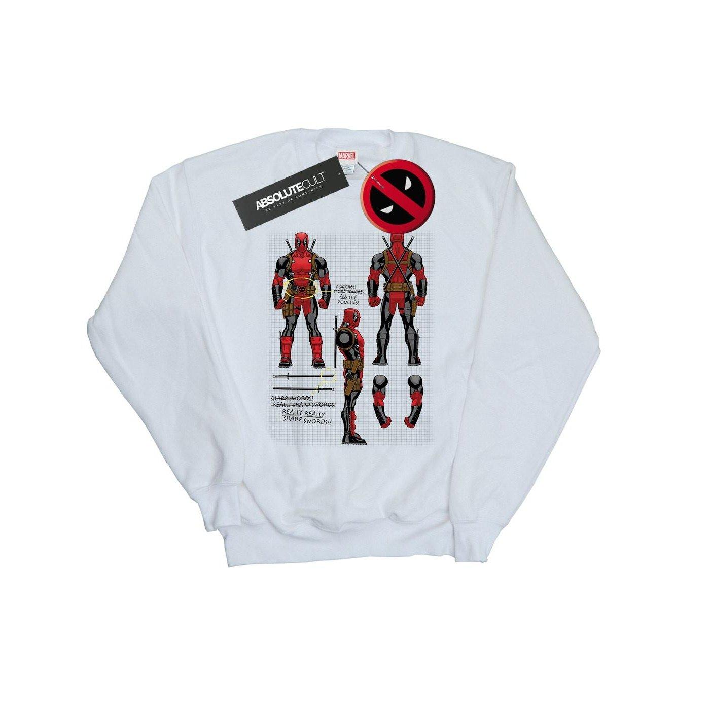 Image of Deadpool Action Figure Plans Sweatshirt Damen Weiss S
