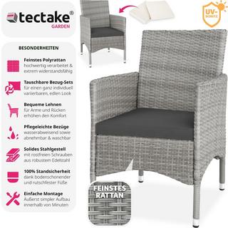 Tectake 2 Rattanstühle + 4 Sitzbezüge  