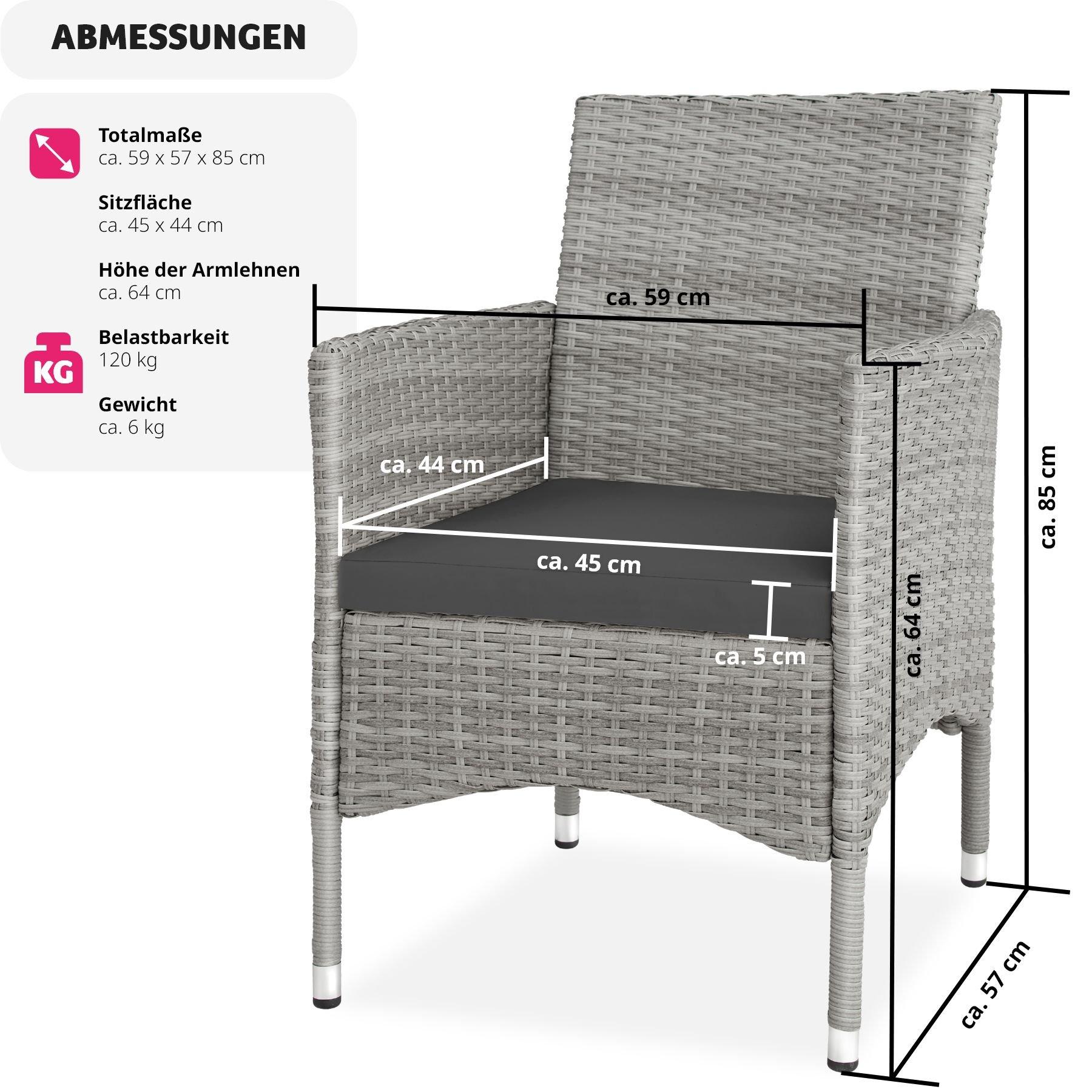 Tectake 2 Rattanstühle + 4 Sitzbezüge  