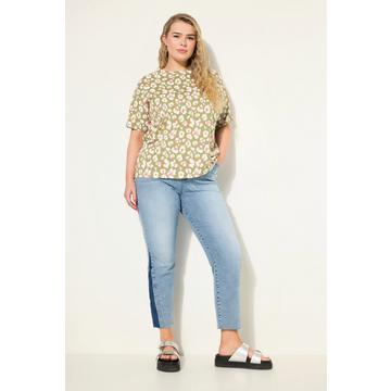 Mom-Jeans, HighWaist, weites Bein, seitlicher Keil, 5-Pocket