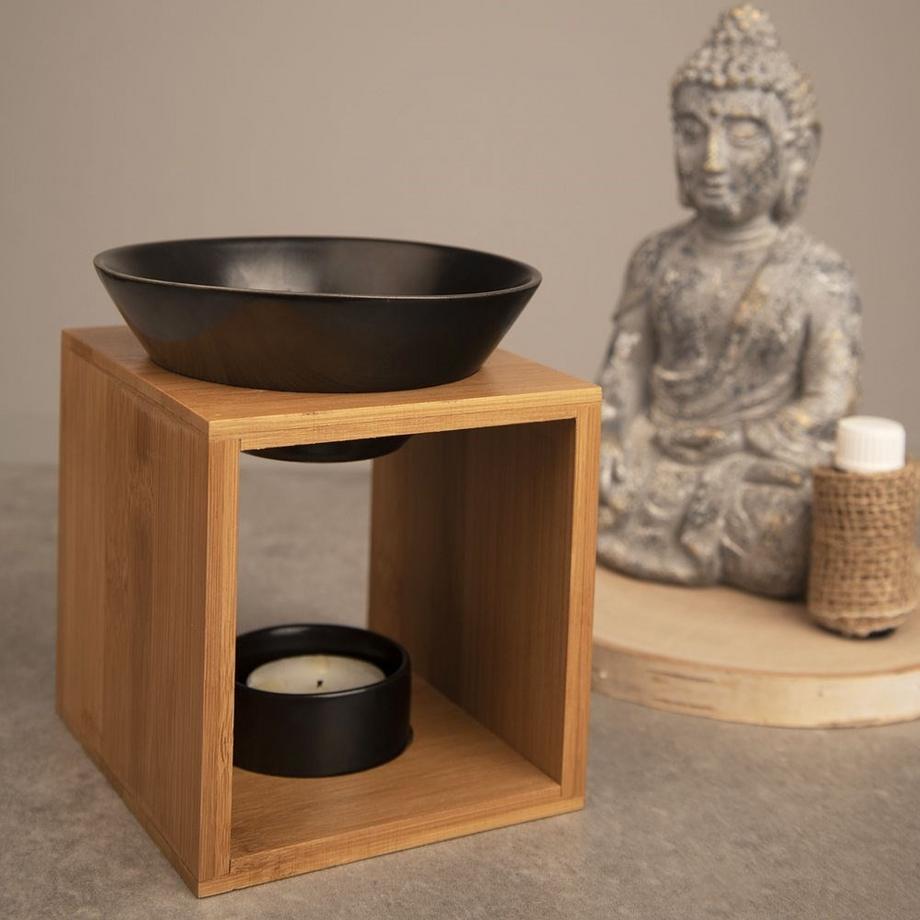 Orion  Duftdiffusor aus Bambus mit mattschwarzer Porzellanschale 