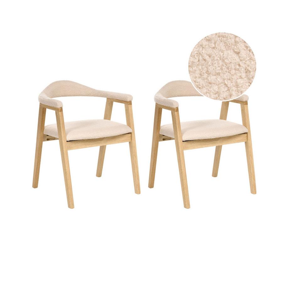 Esszimmerstuhl 2er Set aus Gummibaumholz Minimalistisch ONECO