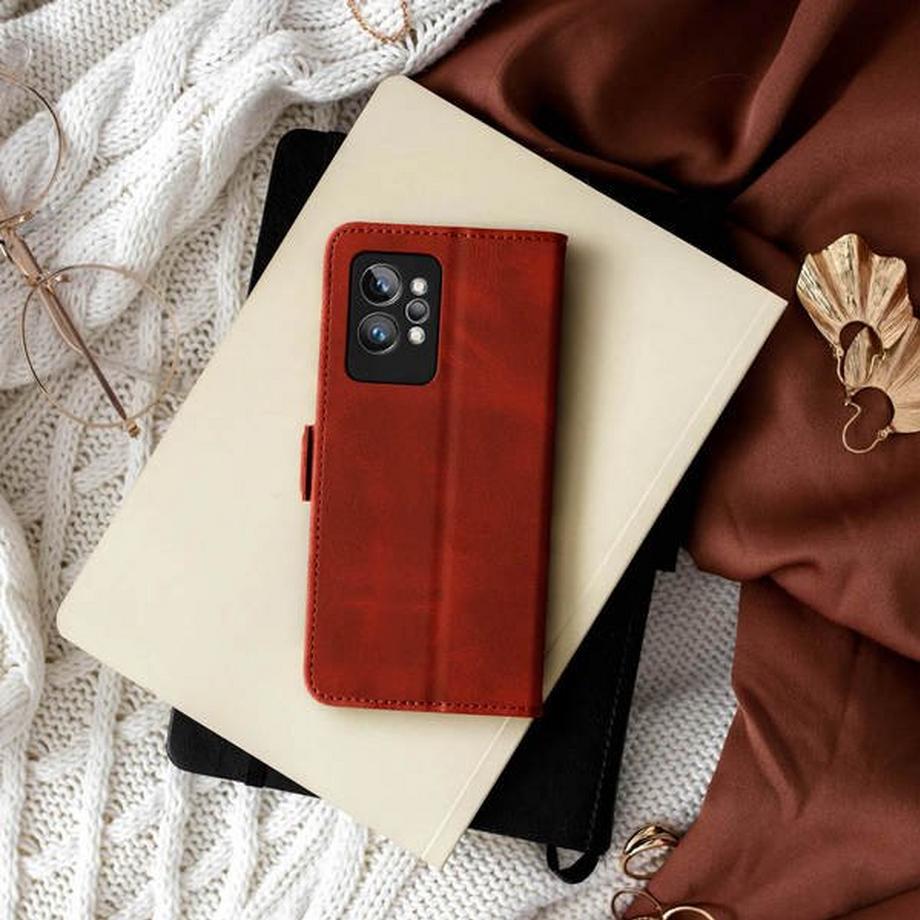 Avizar  Realme GT 2 Pro Klapphülle Dunkelrot 