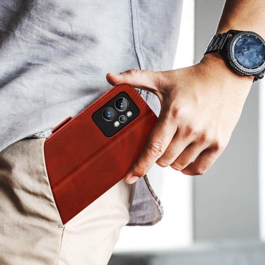 Avizar  Realme GT 2 Pro Klapphülle Dunkelrot 