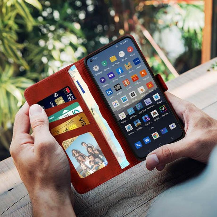 Avizar  Realme GT 2 Pro Klapphülle Dunkelrot 