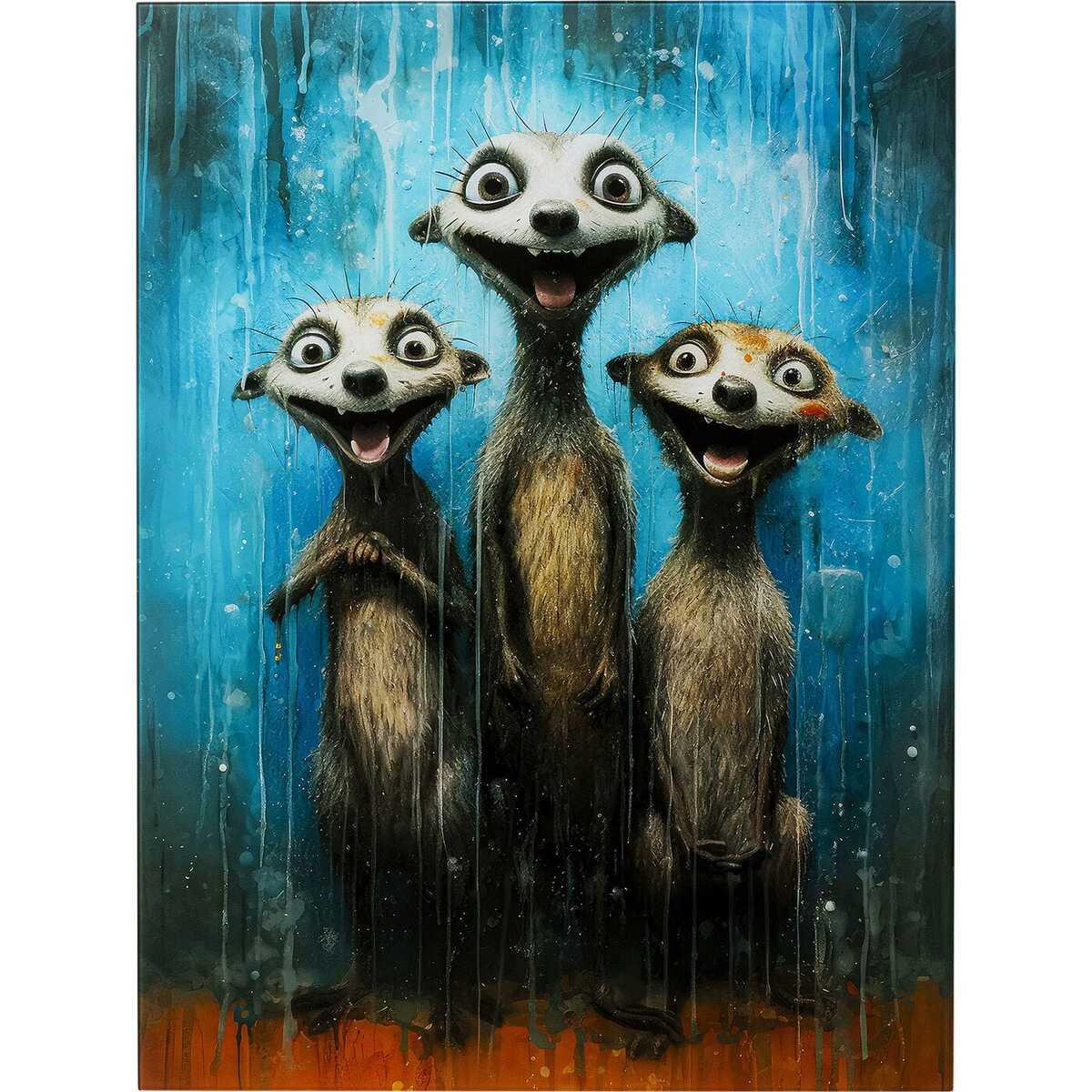 KARE Design Tableau en verre Singing Meerkats 60x80  