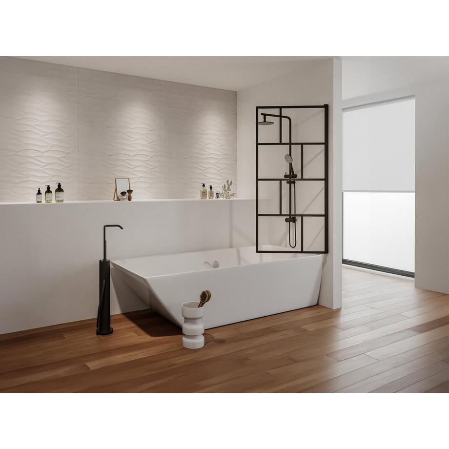 SHOWER DESIGN Parete per vasca da bagno girevole 70 x 140 cm Nero opaco Vetro Stile industriale - RIVANON  