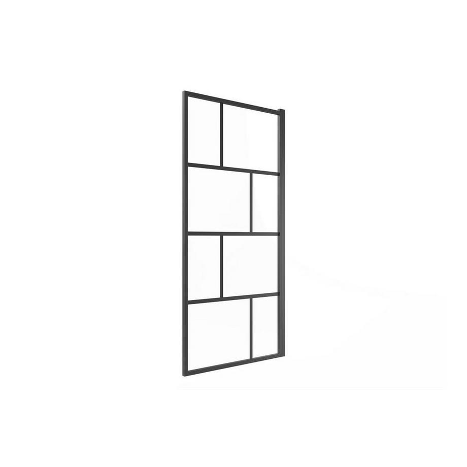 Parete per vasca da bagno girevole 70 x 140 cm Nero opaco Vetro Stile industriale - RIVANON