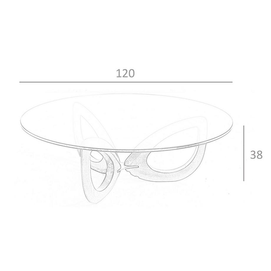 ANGEL CERDA Table basse ronde en verre trempé et noyer  