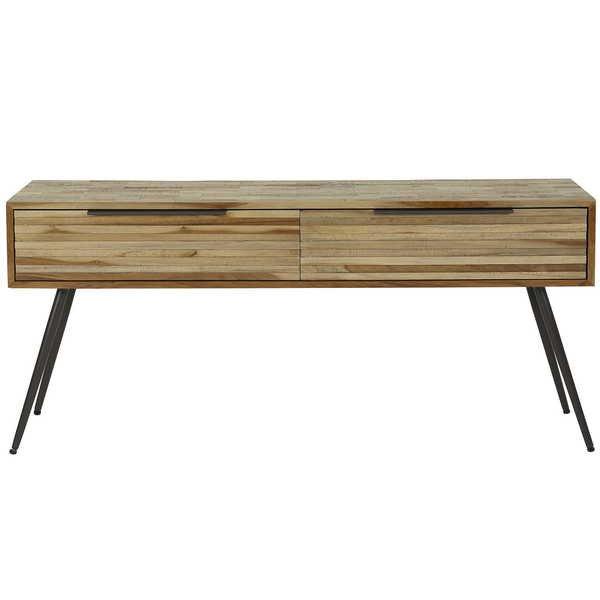Image of TV-Lowboard Teca Strip 2 Schubladen Teakholz verwittert TV-Lowboard Teca Strip 2 Schubladen Teakholz verwittert
