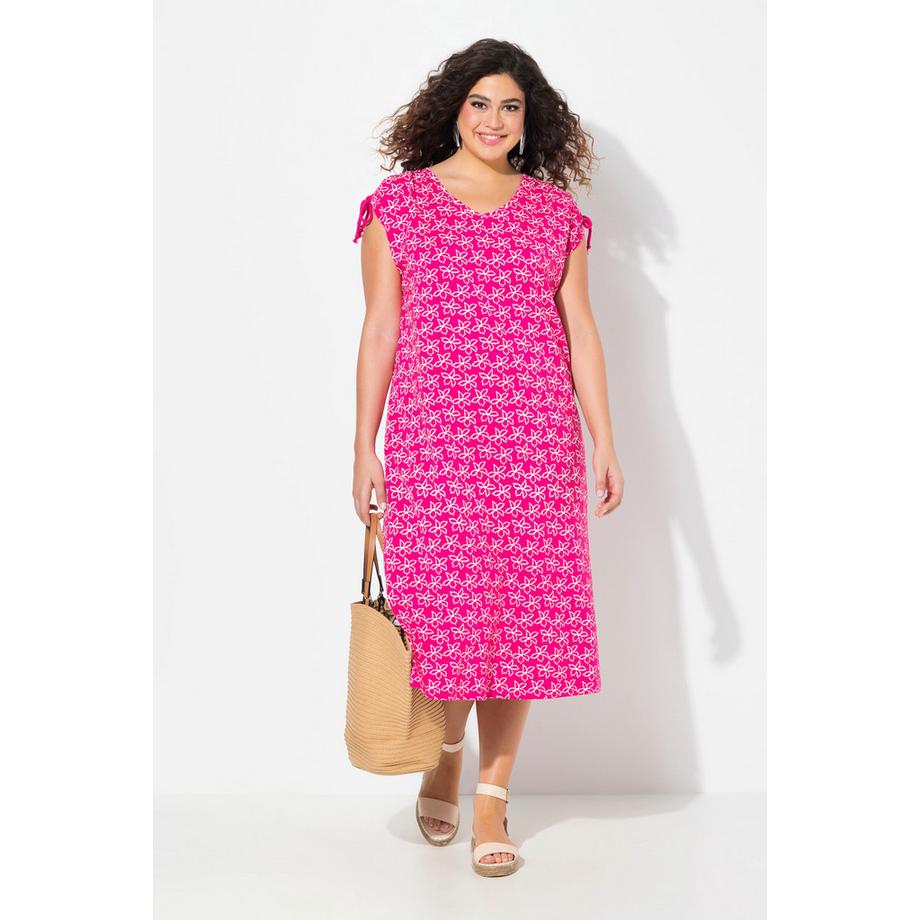 Ulla Popken Abito Midi Fiori Linea A Scollo A V Senza Maniche  