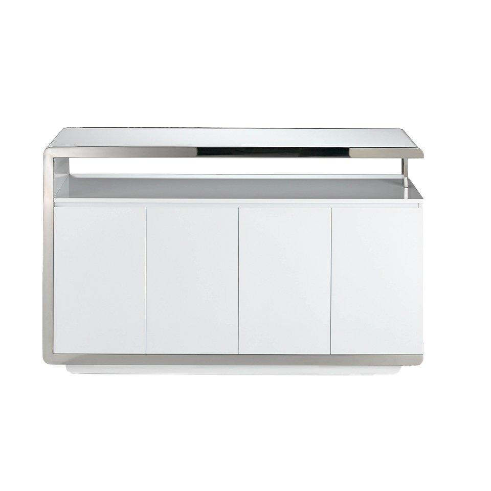 ANGEL CERDA Credenza legno bianco e base in acciaio cromato  