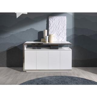 ANGEL CERDA Buffet en bois blanc et acier inoxydable  