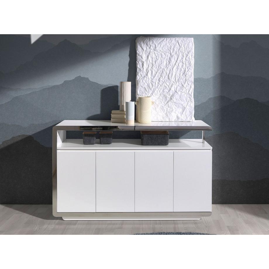 ANGEL CERDA Sideboard ausem Holz und verchromtem Stahlsockel  