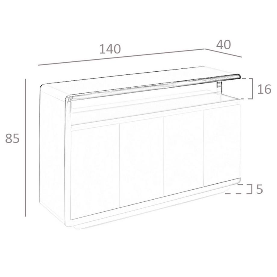 ANGEL CERDA Sideboard ausem Holz und verchromtem Stahlsockel  