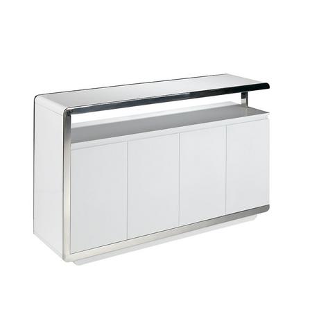 ANGEL CERDA Credenza legno bianco e base in acciaio cromato  