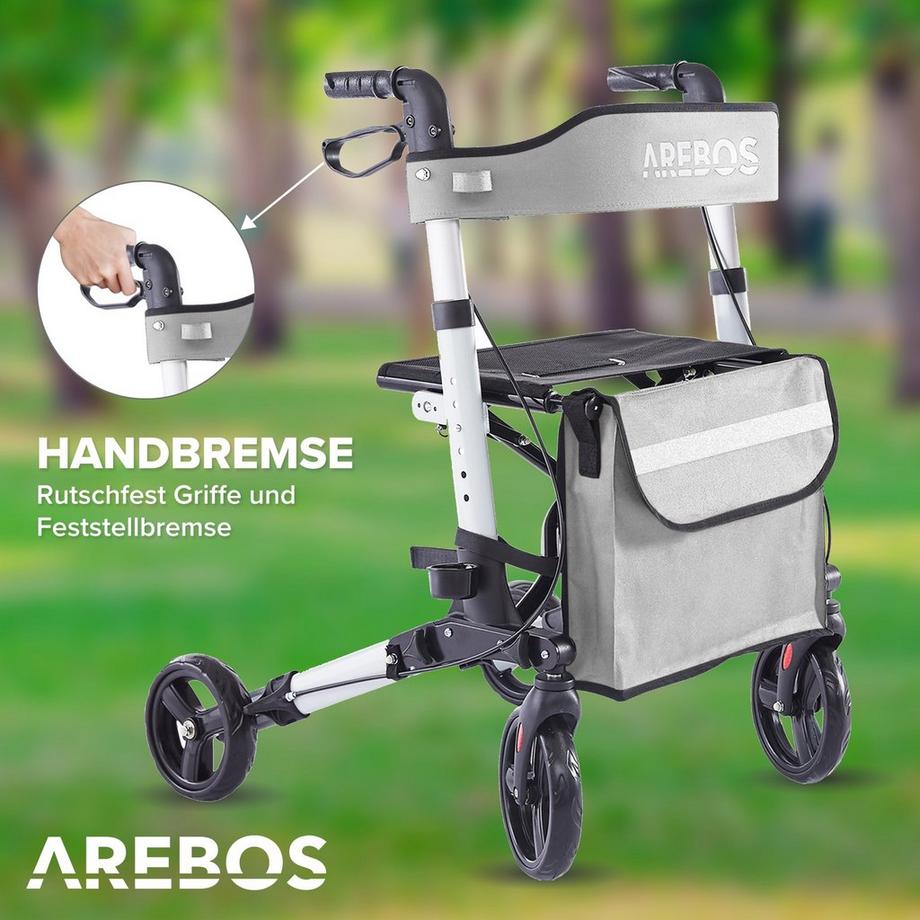 Arebos  Alu Rollator | Klappbar | Leichtgewichtsrollator | 6 Höheneinstellung 