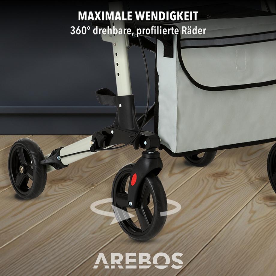 Arebos  Alu Rollator | Klappbar | Leichtgewichtsrollator | 6 Höheneinstellung 