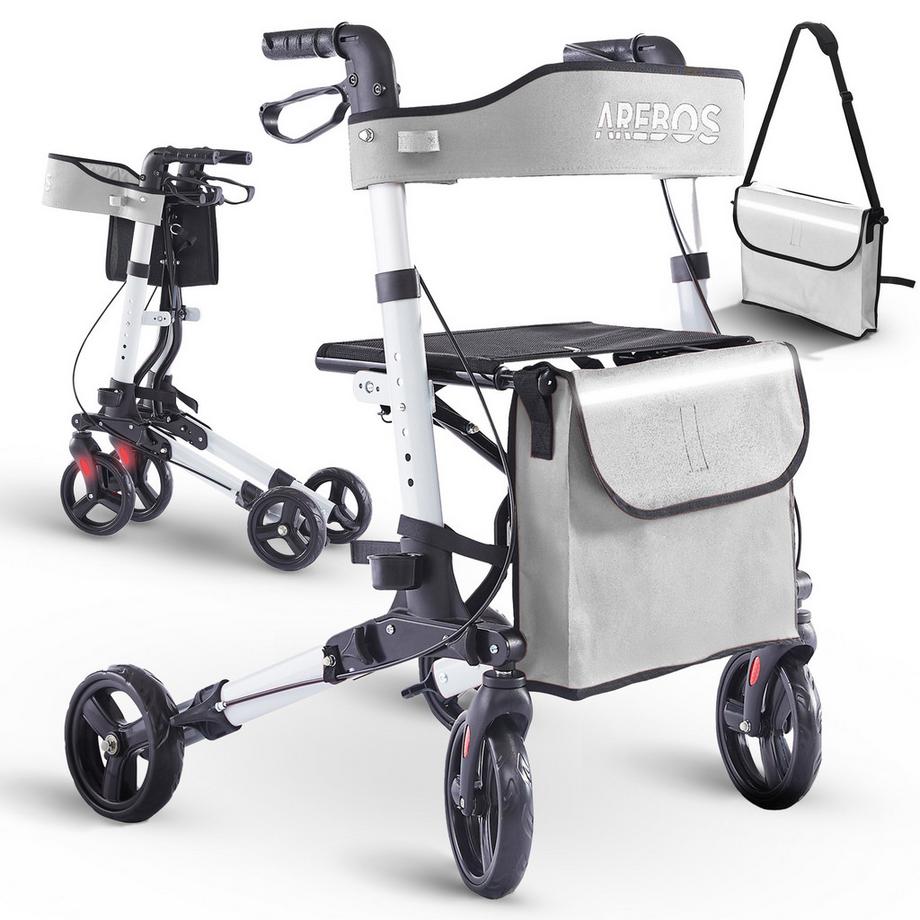 Arebos  Alu Rollator | Klappbar | Leichtgewichtsrollator | 6 Höheneinstellung 
