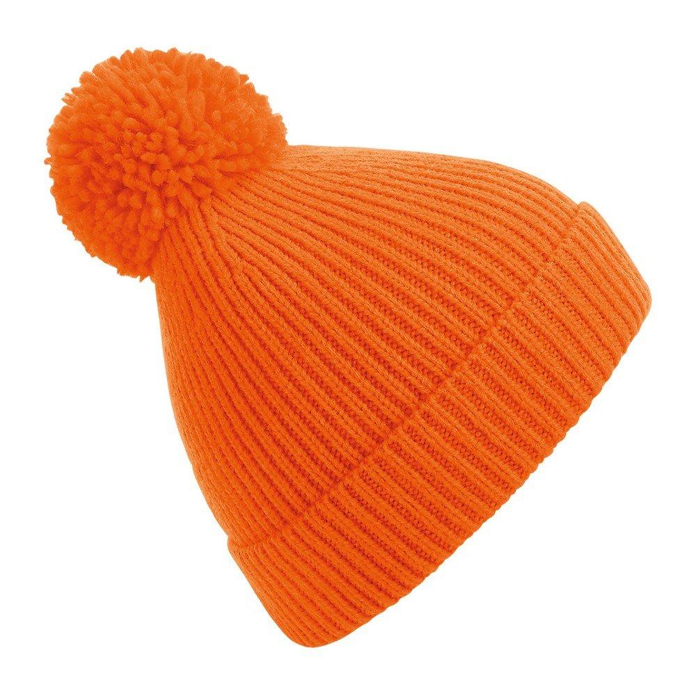 Image of Engineered Ripp Strickbommelmütze Herren Orange ONE SIZE