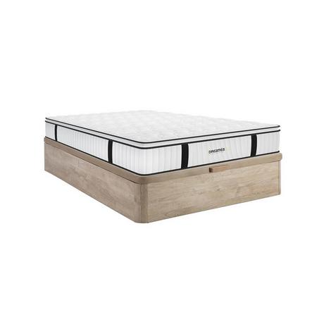 Vente-unique Ensemble 140 x 190 cm sommier coffre naturel clair + matelas anti-feu ressorts ensachés et surmatelas intégré ép.28cm - DELICE de DREAMEA HOTEL  