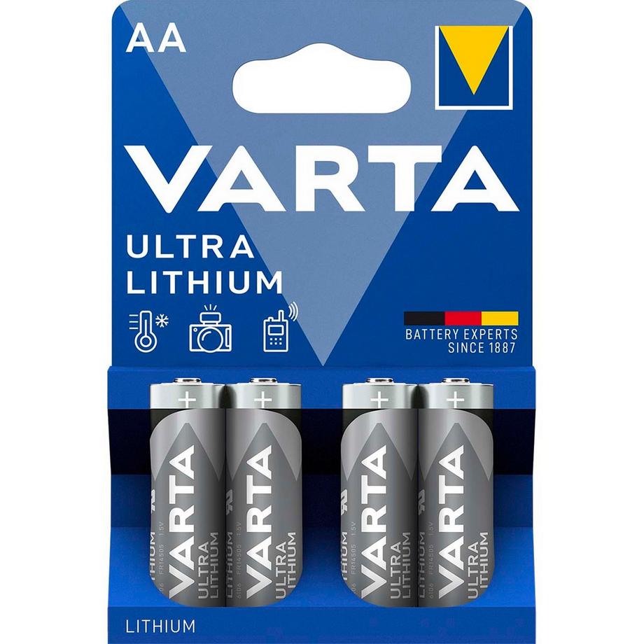 VARTA  Ultra Lithium-Batterie, Typ AA / Mignon / R6, 1,5 Volt, 4er-Set 