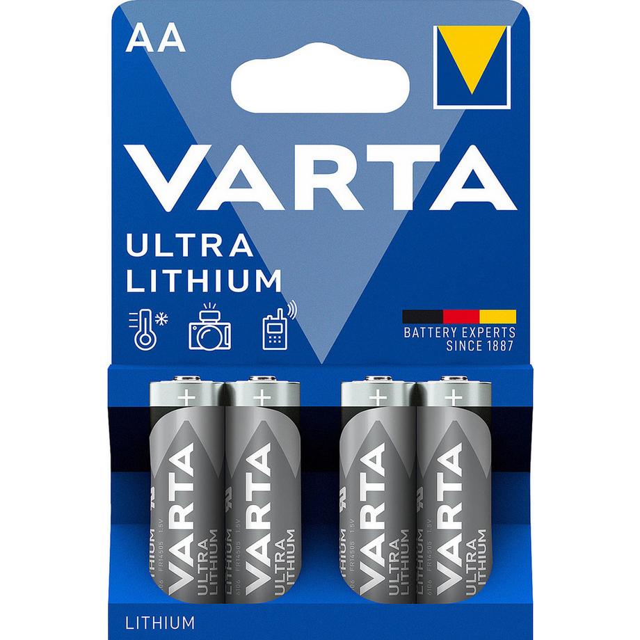 VARTA  Ultra Lithium-Batterie, Typ AA / Mignon / R6, 1,5 Volt, 4er-Set 