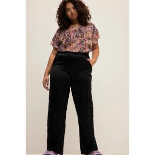 Studio Untold  Pantalon 7/8, jambes larges, empiècements en dentelle, taille élastique 