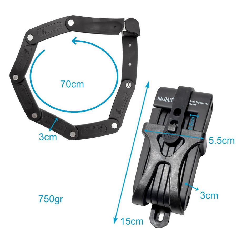 Intirilife  Lucchetto Pieghevole Per Bicicletta Con Staffa 