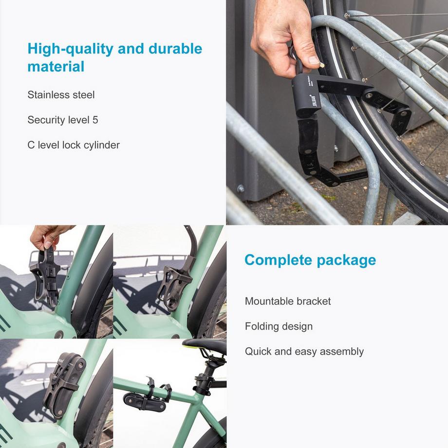 Intirilife  Lucchetto Pieghevole Per Bicicletta Con Staffa 