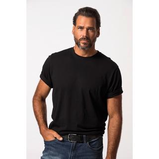 JP1880  T-shirt Basic en coton peigné, col rond noir 