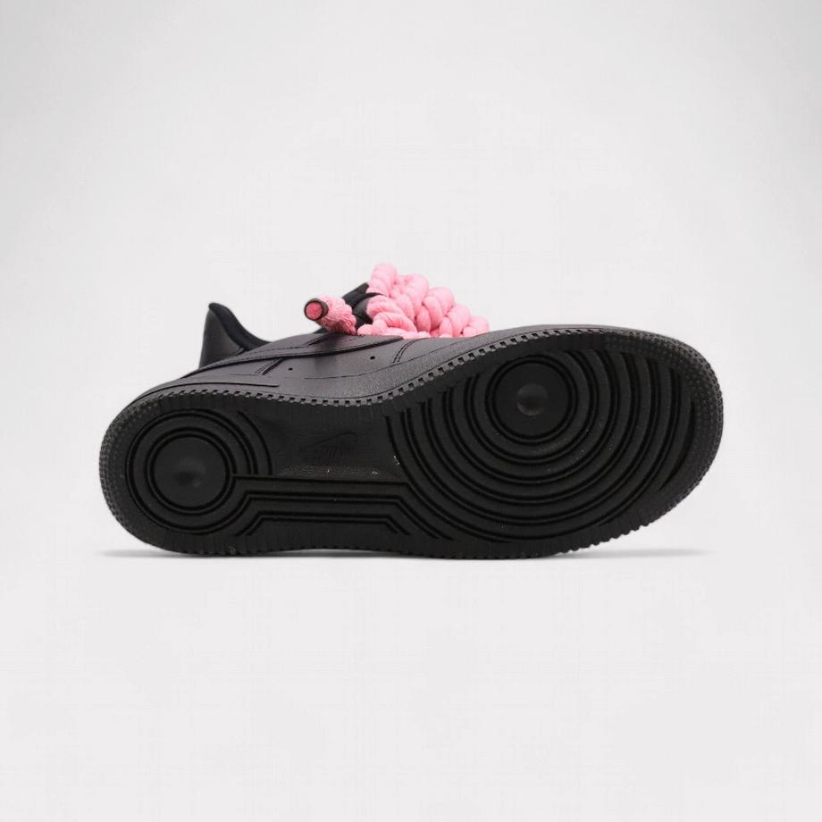 NIKE Air Force 1 Black Rope Lace Sneakers  