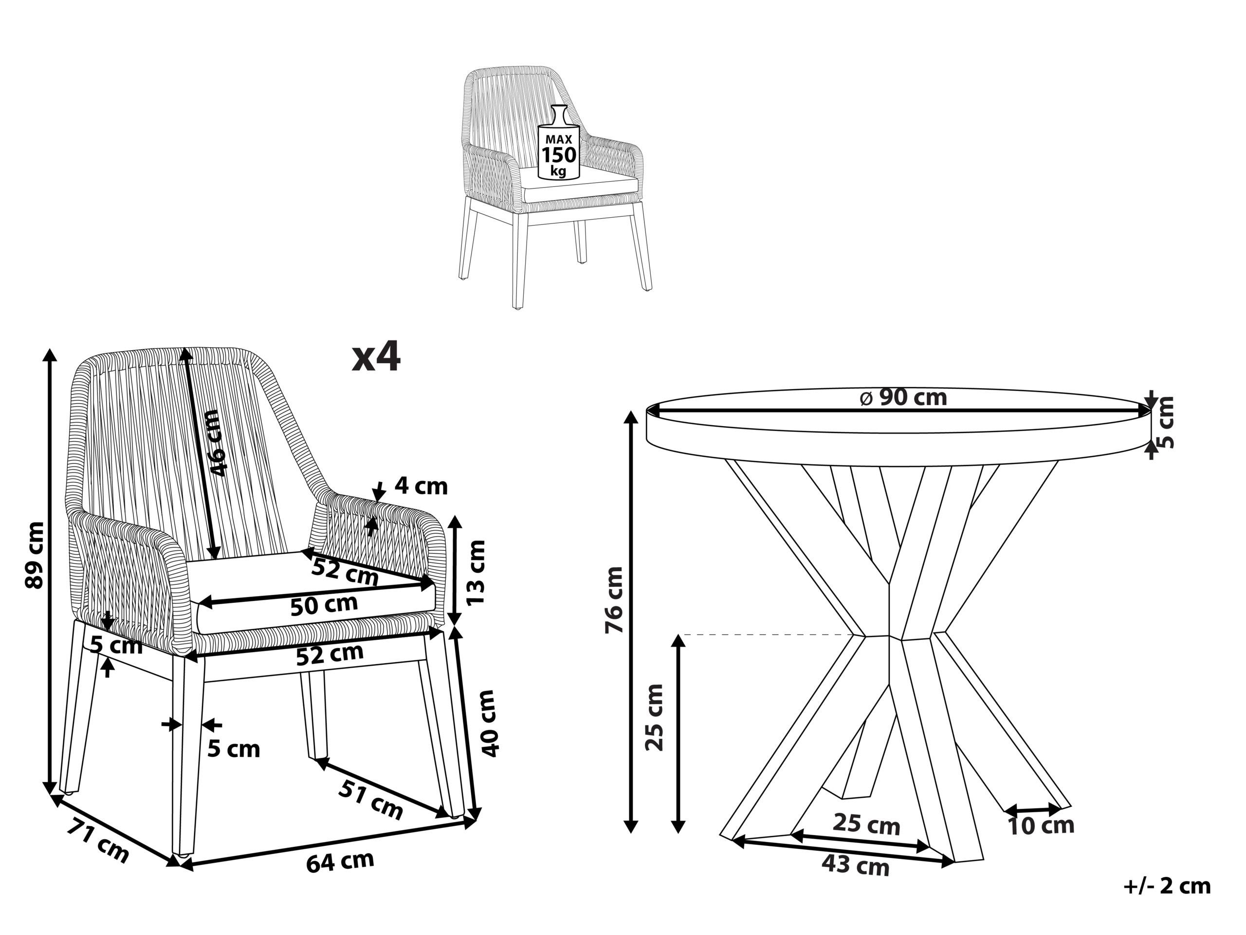 Beliani Gartentisch Set aus Faserzement Industriell OLBIA  