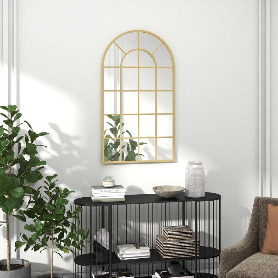 Northio  Specchio da parete Specchio da armadio 110 x 62 cm Specchio decorativo con cornice in metallo Specchio da appendere Specchio da soggiorno per camera da letto Oro 