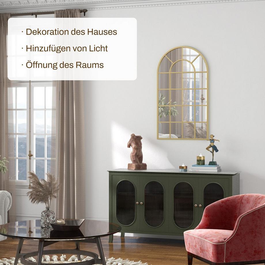 Northio  Specchio da parete Specchio da armadio 110 x 62 cm Specchio decorativo con cornice in metallo Specchio da appendere Specchio da soggiorno per camera da letto Oro 