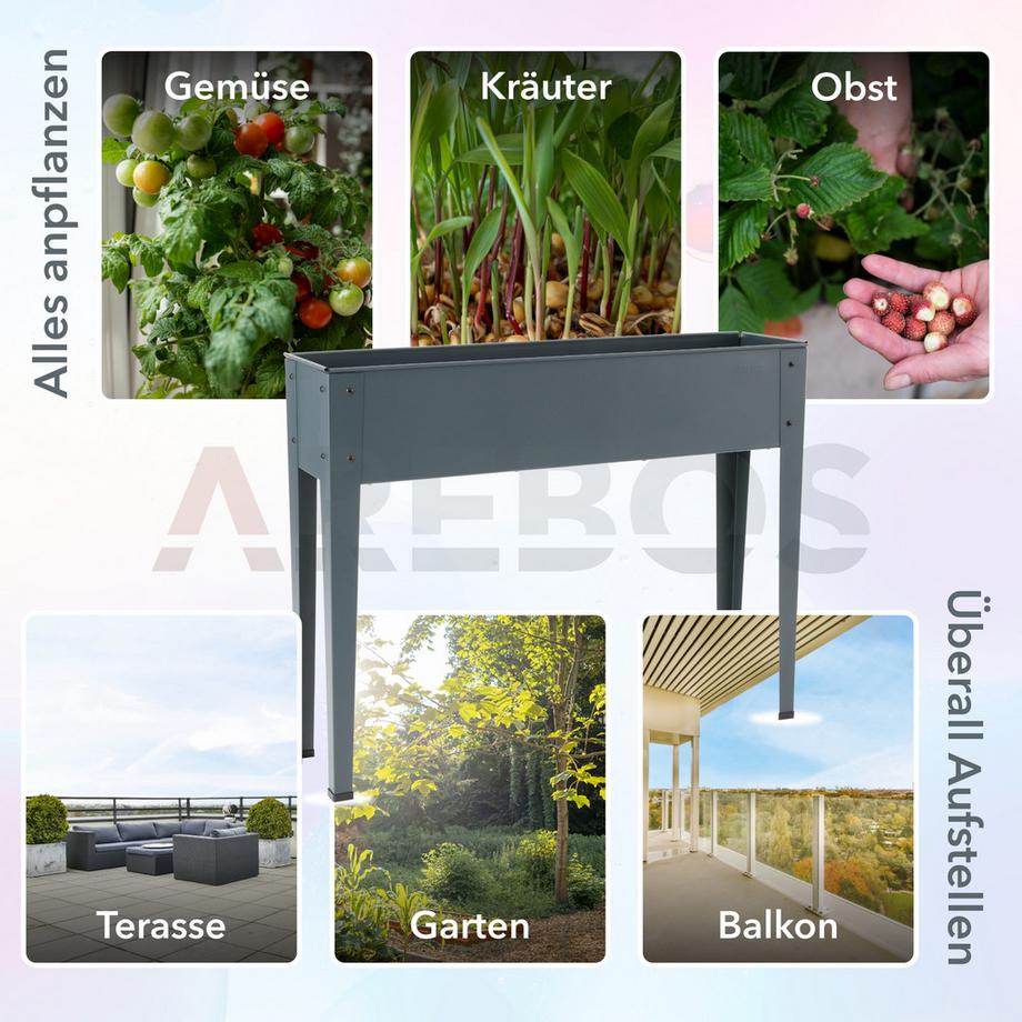 Arebos Letto rialzato Letto per piante in metallo Letto per ortaggi  