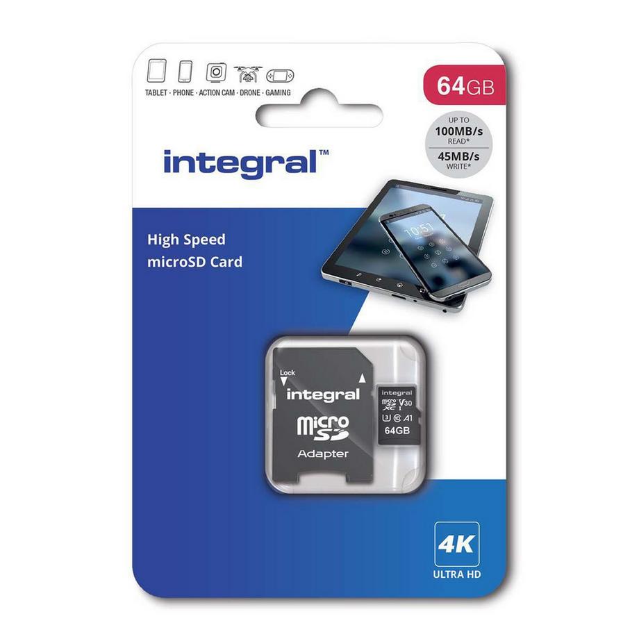 Nedis  64 GB Hochgeschwindigkeits-microSDHC/XC V30 UHS-I U3-Speicherkarte 