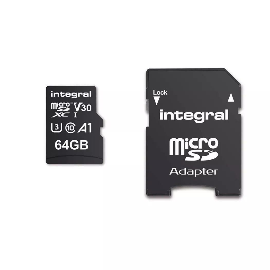 Integral 64GB MICRO SD CARD SDXC UHS-1 U3 CL10 V30 A1 UP TO R-100 MBS