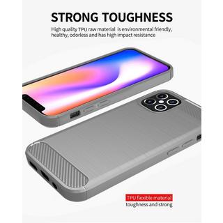 Cadorabo  Hülle für Apple iPhone 12 PRO MAX TPU Silikon Edelstahl-Karbonfaser Optik 