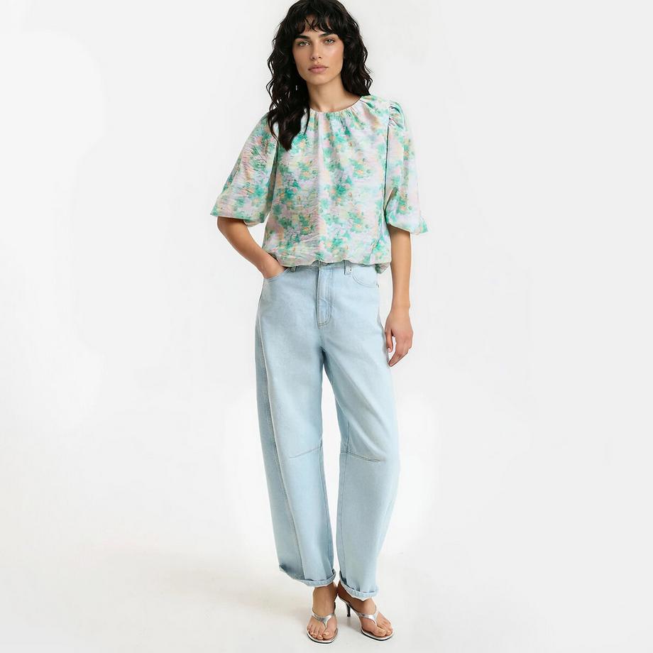 La Redoute Collections Blouse imprimé floral col rond manches bouffantes  
