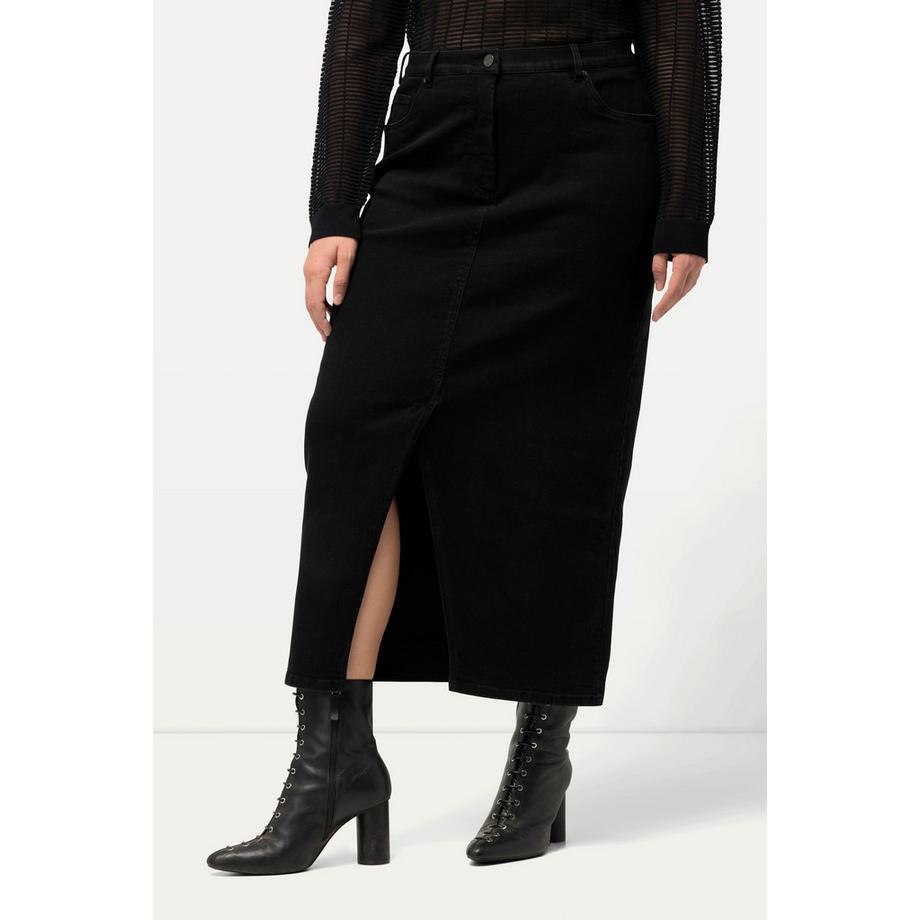 Ulla Popken Jupe Midi en Jean Fente Taille Confortable  