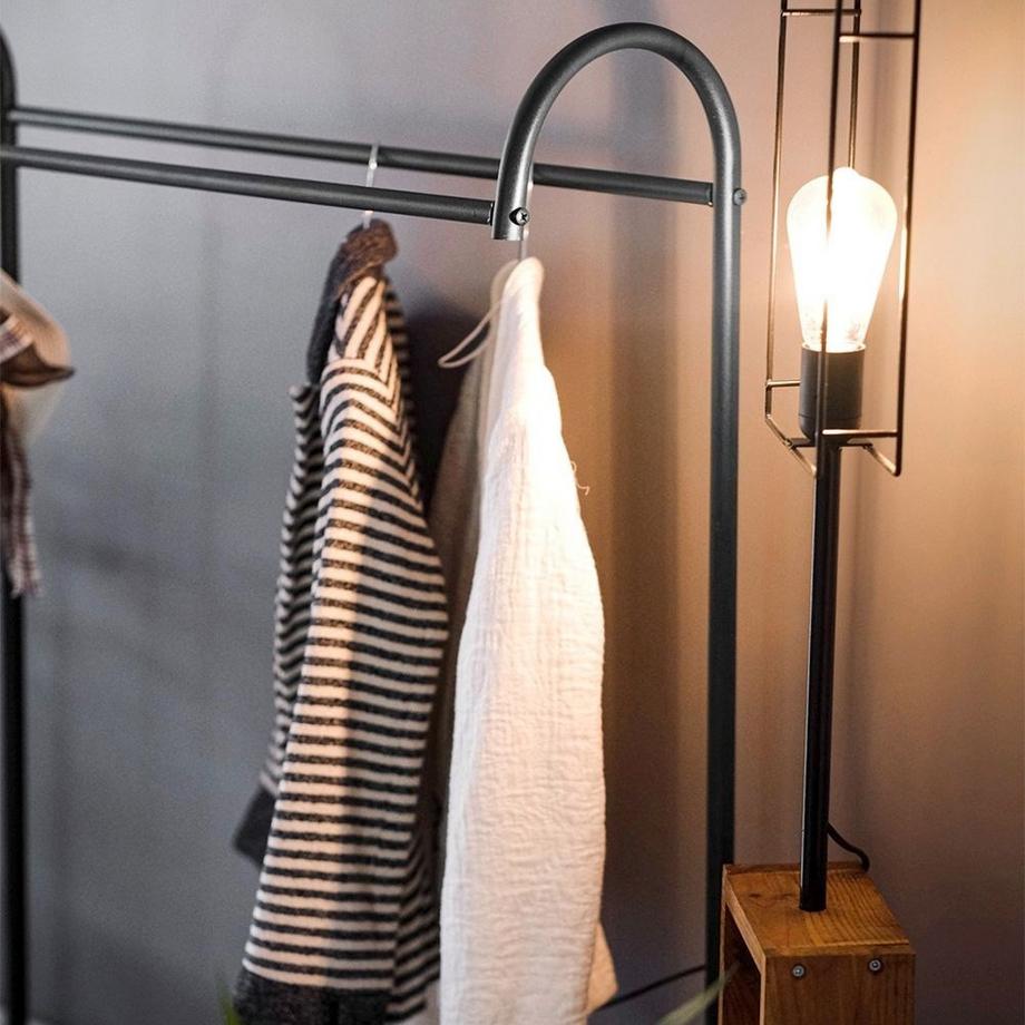 B2X  Kleiderstange mit Schuhregal - Metall & MDF für Zuhause & Büro 