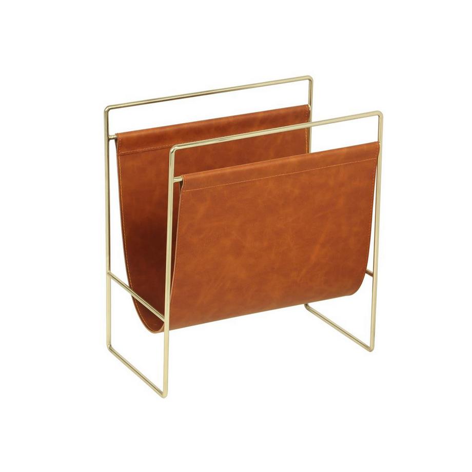 Vente-unique  Zeitungsständer in Vintage-Optik - Kunstleder - B 38 x T 22 x H 41 cm - Metall &es Kunstleder - FERRI 