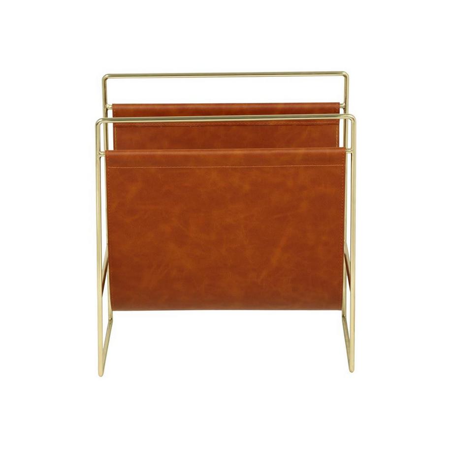 Vente-unique  Zeitungsständer in Vintage-Optik - Kunstleder - B 38 x T 22 x H 41 cm - Metall &es Kunstleder - FERRI 