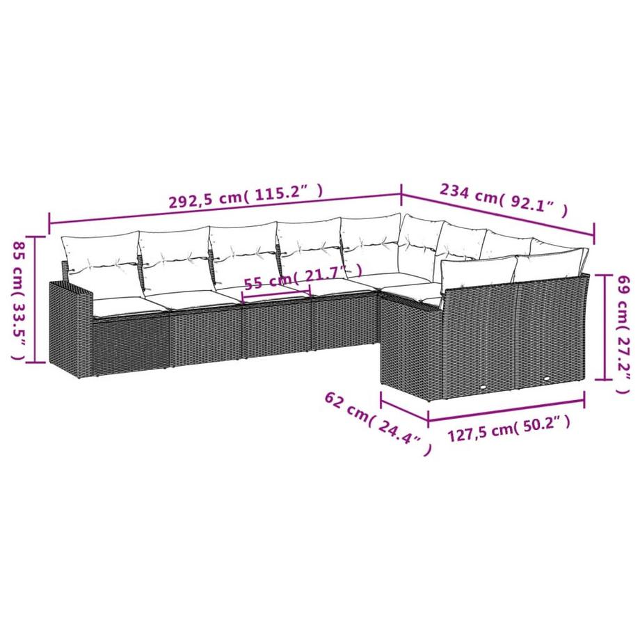 VidaXL Garten sofagarnitur poly-rattan  